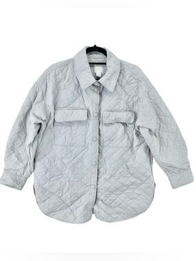 H&M oversized quilted Shacket shirt jacket in gray women’s size medium